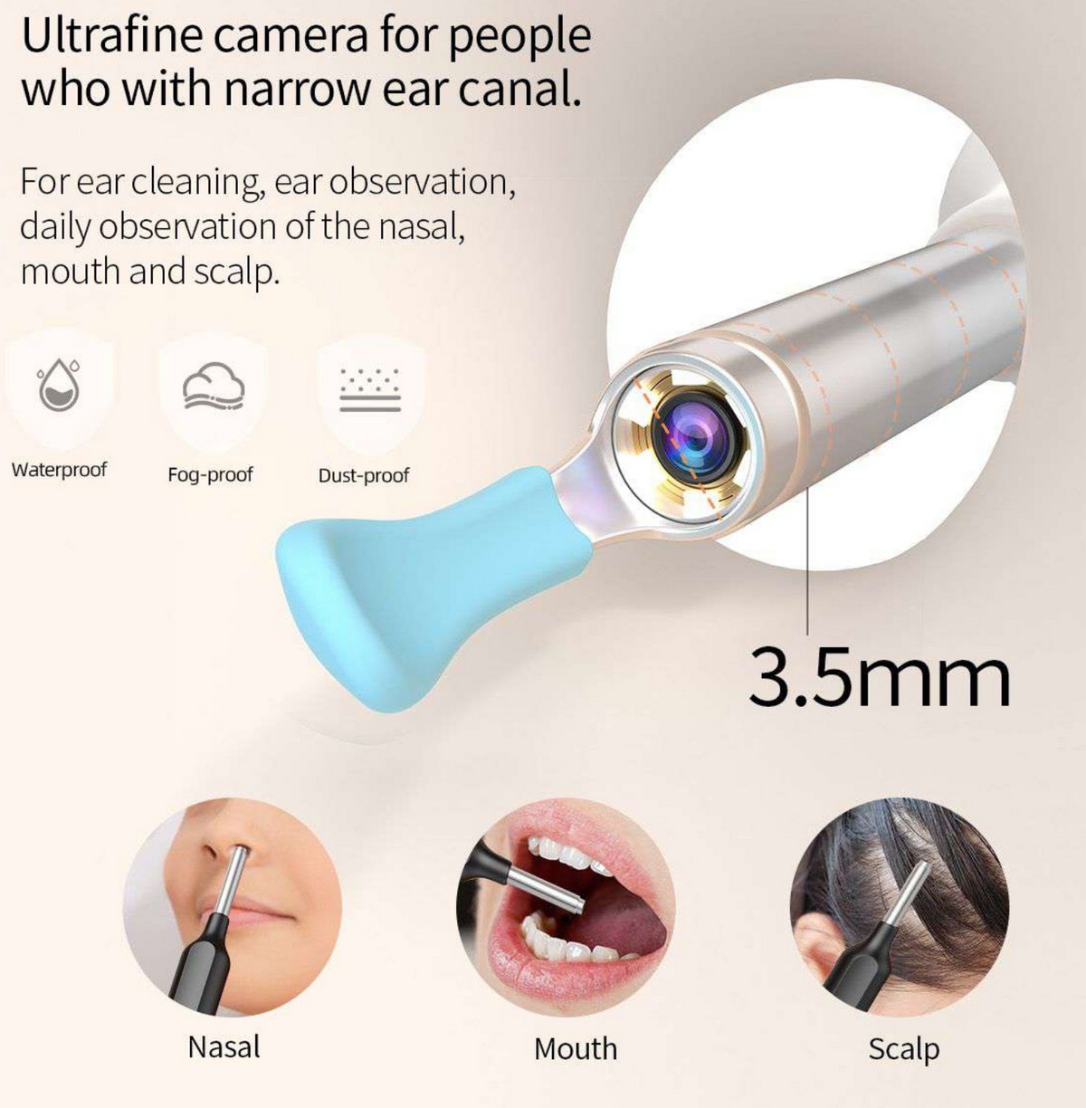Čistič uší – odstraňovač ušního mazu s bezdrátovou orální FULL HD kamerou
