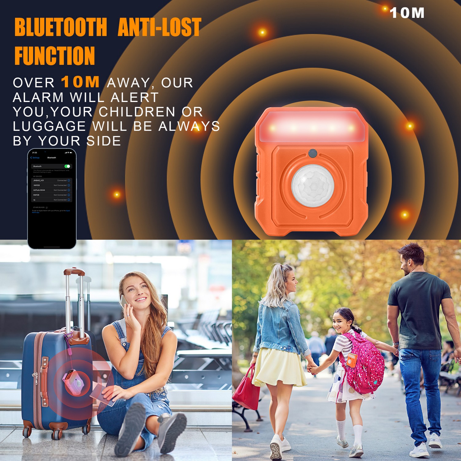 alarm s bluetooth funkciou dosah 10m bezpecnostny osobny alarm 