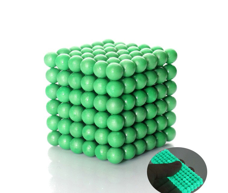 Fluorescentbé magnetické guličky - svietiace guličky Neocube - 5mm (svietiace v tme)