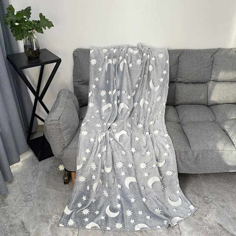 Svítící deka pro děti - Fosforeskující ve tmě jako noční obloha flanelová 130 x 150 cm