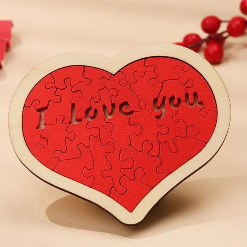Puzzle srdce - dřevěné 3D valentýnské puzzle SRDCE - 24 dílů