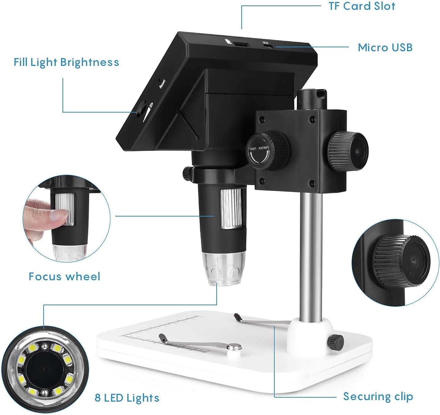 mikroskop casti pocitac PC Led svetla mickro USB