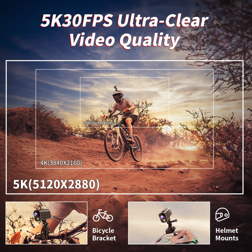 Športová akčná 5K WiFi kamera na bicykel alebo prilbu