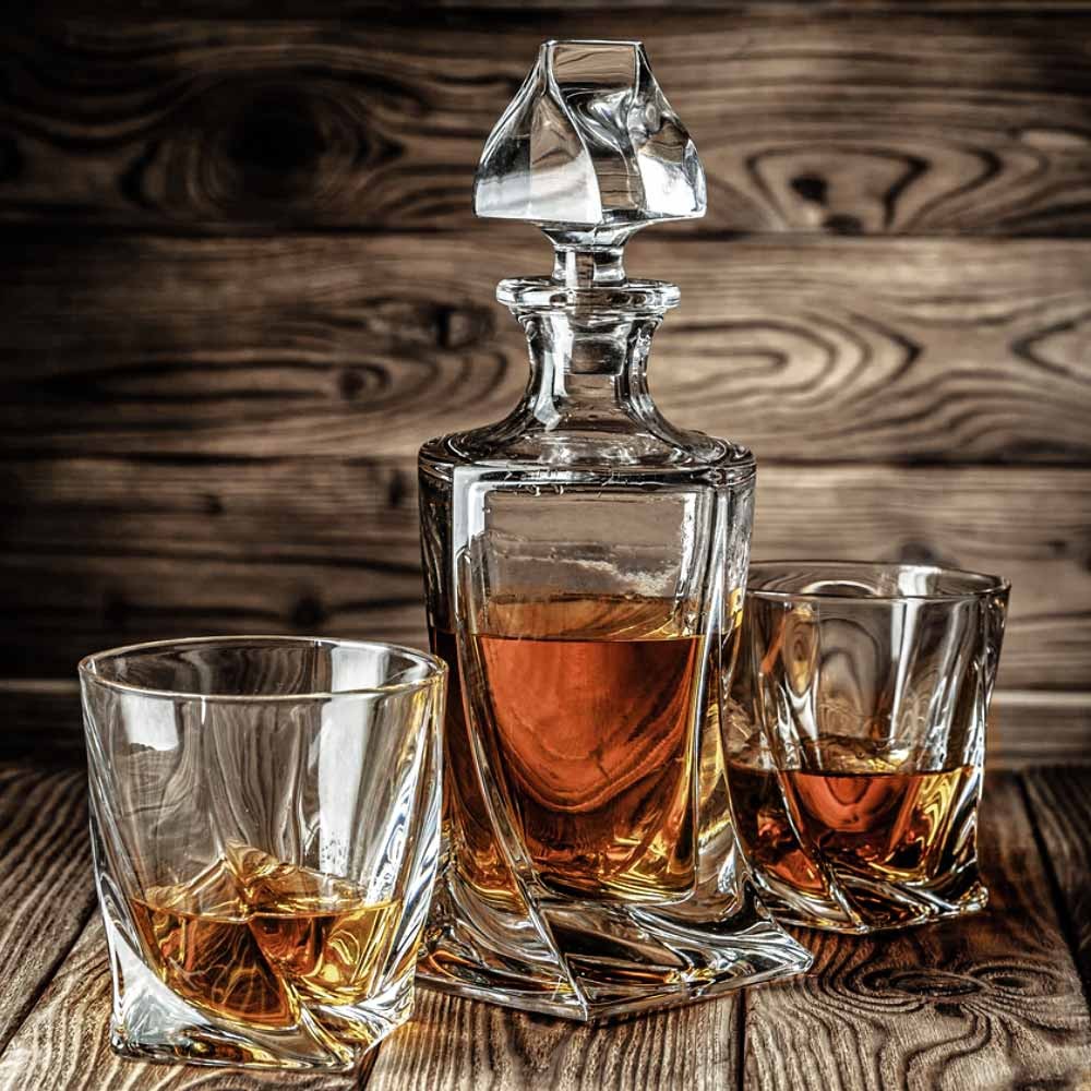 Luxusní skleněný TWIST set + sklenice + ledové kameny + kleště a příslušenství