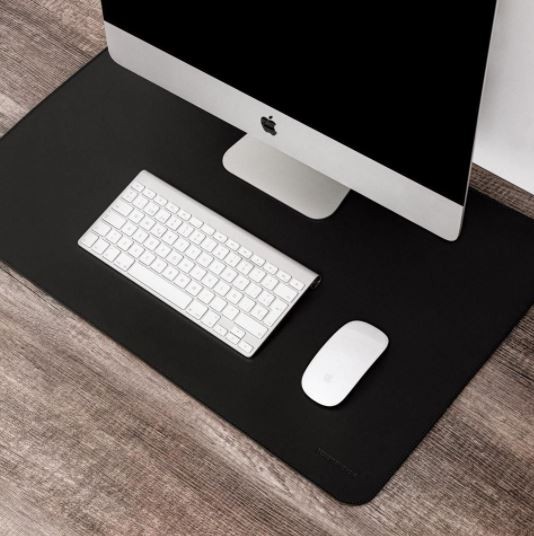 Podložka pod PC + Myš + Nápoj - Kožená čierna luxusná 55x35 cm - SET 3 ks