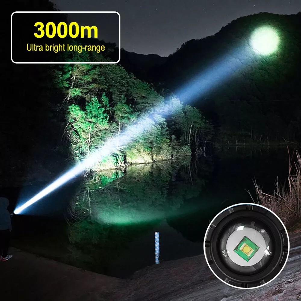 baterka svetlomet s dosahom bateria s LED svetlom teleskopicky zoom 
