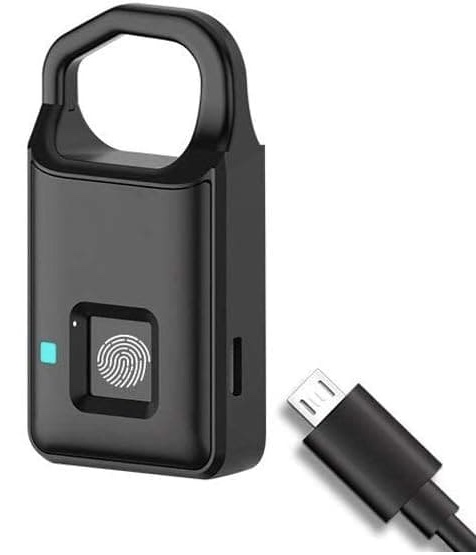 Smart zámok s biometrickým odtlačkom prsta, nabíjateľný cez USB