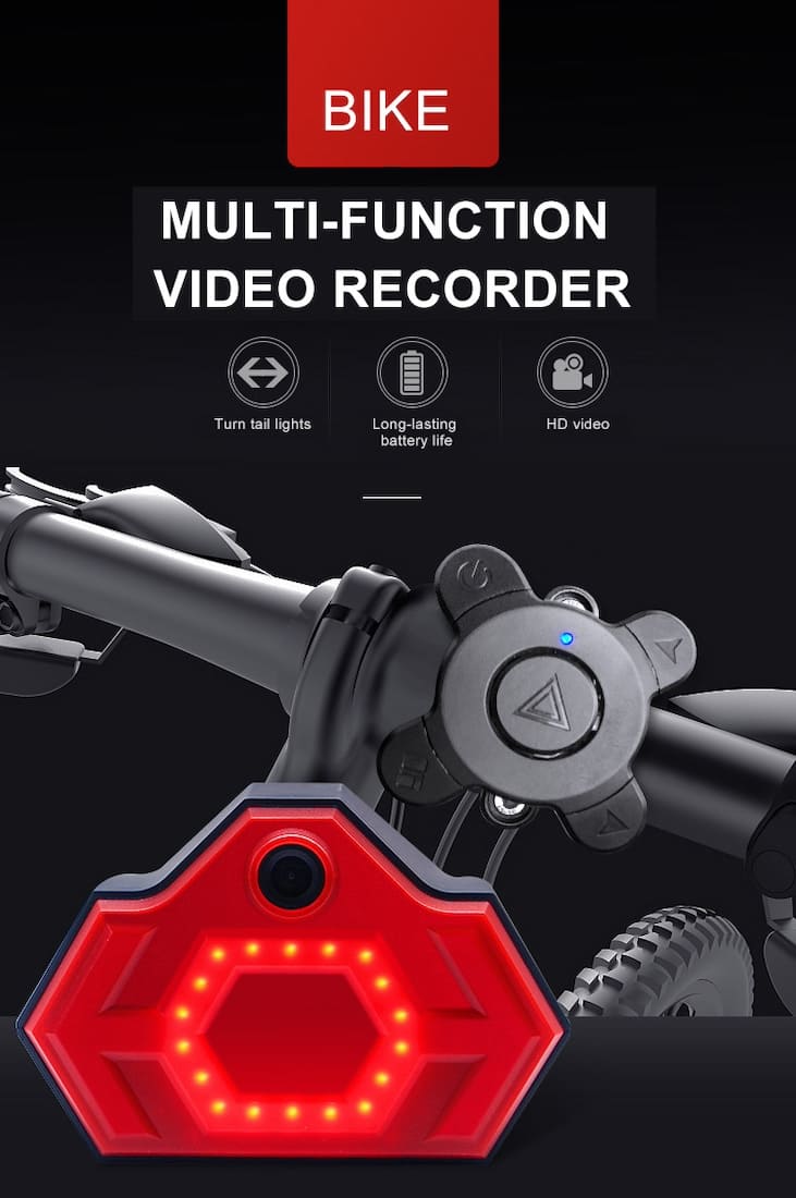 Multifunkčné zadné svetlo na bicykel s FULL HD kamerou a smerovkami 
