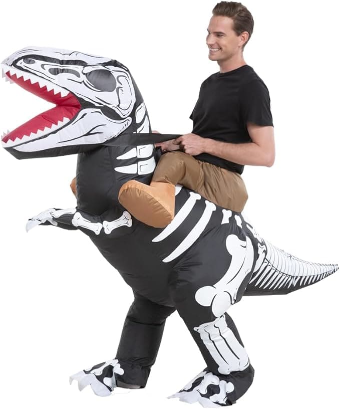 Nafukovací kostým kostra dinosaura s ventilátorom - Zábavný Halloweensky kostým pre dospelých