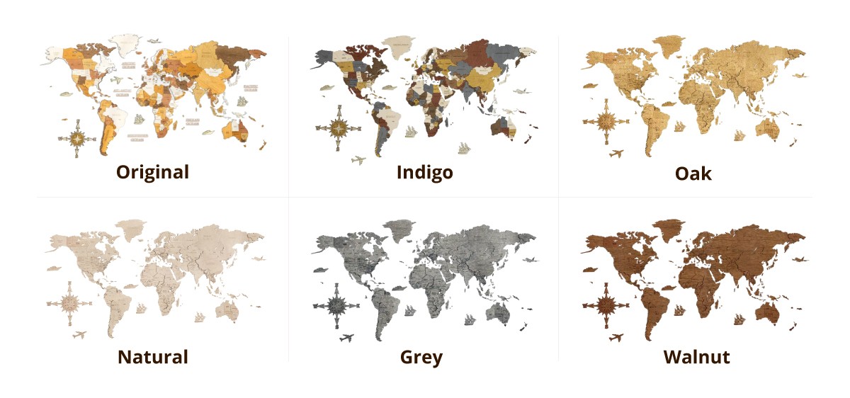 Nástěnná mapa světa Original - elegantní dřevěné dekorace pro moderní domov