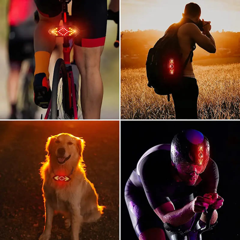 Bezdrotové zadné svetlo na bicykel so smerovkami