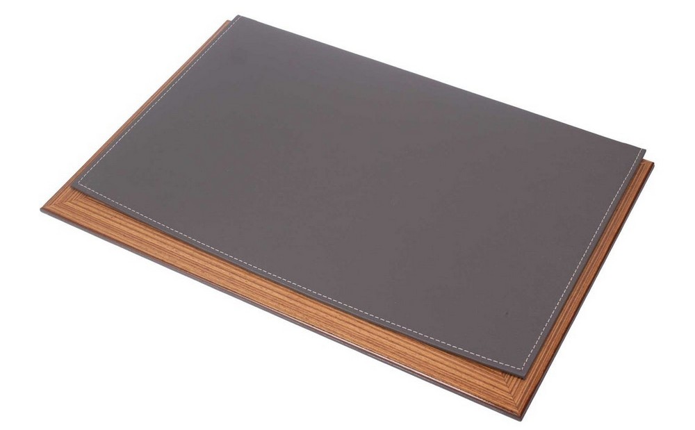 Podložka na pracovní stůl luxusní design (Dřevo + Šedá Kůže) + Ruční výroba