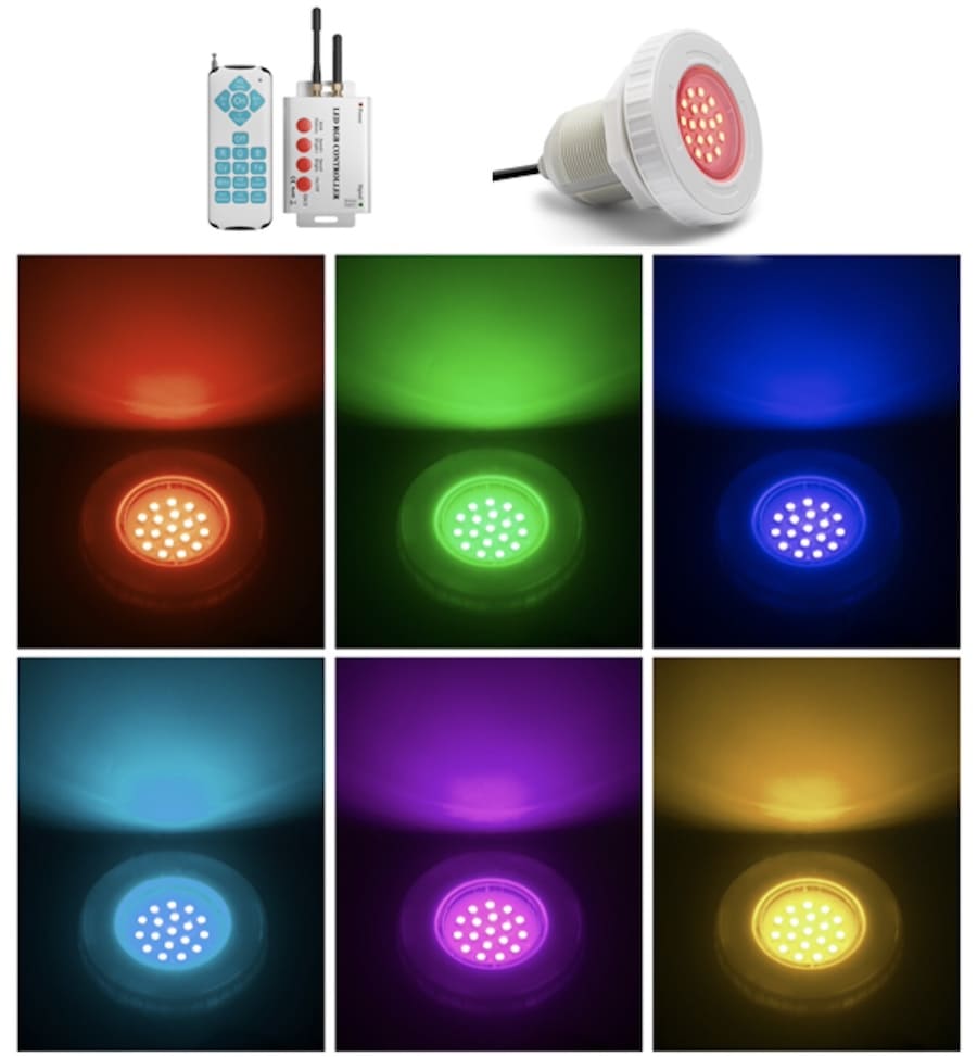 bazénové svetlo lampa RGB farebná s  diaľkovým ovládačom led lampa bazen