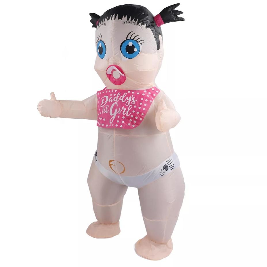 Nafukovací kostým - Dívka (Novorozenec) maskot s ventilátorem