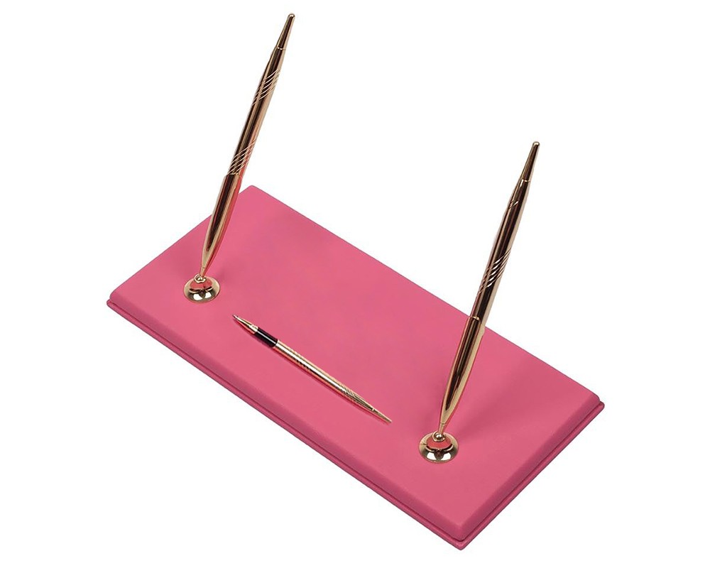 Kancelářský set dámský - růžová kůže, 8 doplňků do kanceláře, 100% handmade