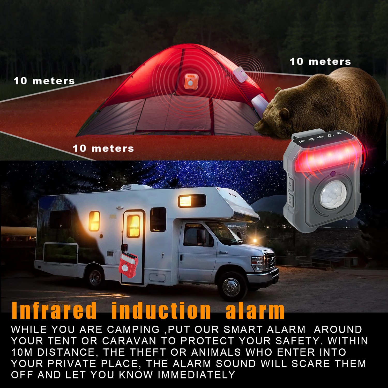 mini infracerveny alarm s pohybovym senzorom dosah 10m