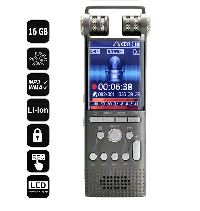 Dictaphone 64Go Espion Vocal Haute Qualité - Enregistreur Audio Mini Avec Réduction Bruit, Activation Vocale, MP3 Player, Mot De Passe