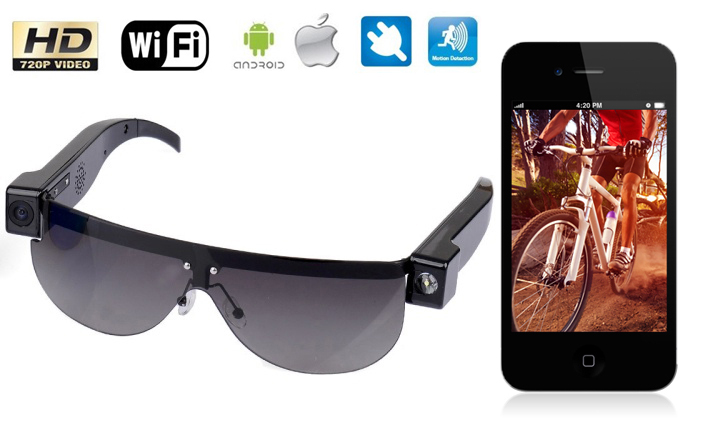 Lunettes Intelligentes 1080P WiFi, Conduite Automobile, Plein Air, Carte mémoire 128 Go