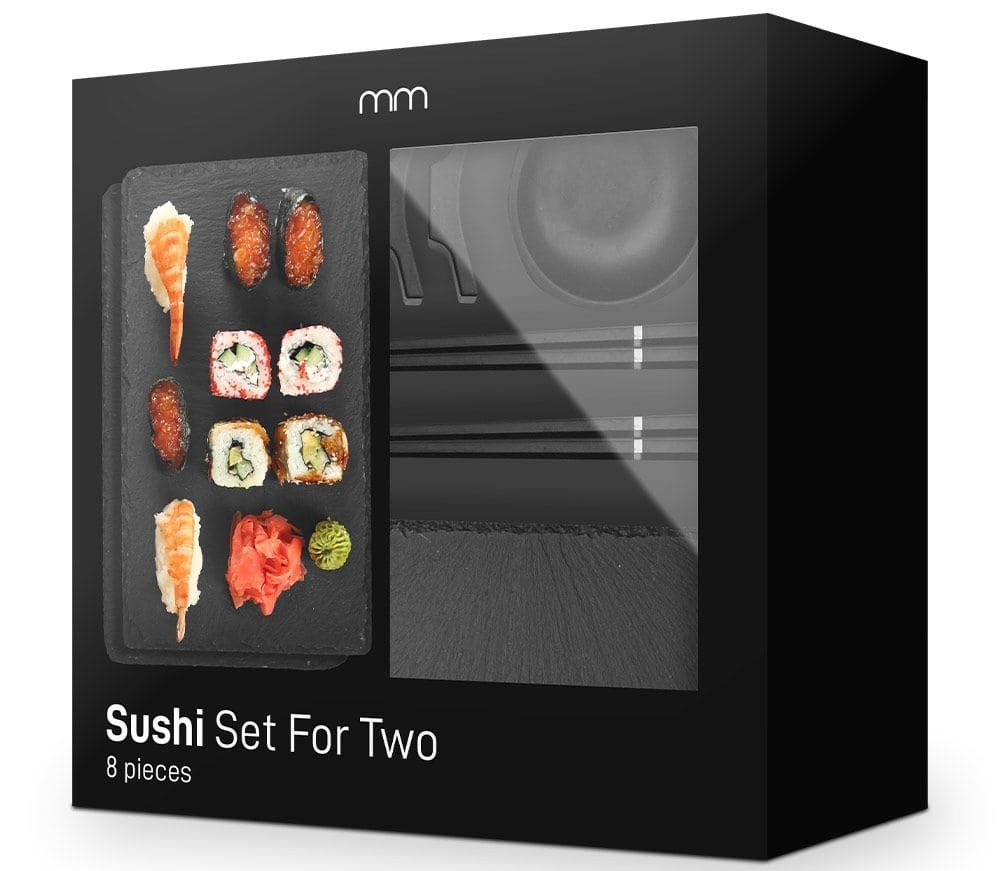 Sushi souprava pro 2 osoby - sada na shushi s miskami + talíře + paličky