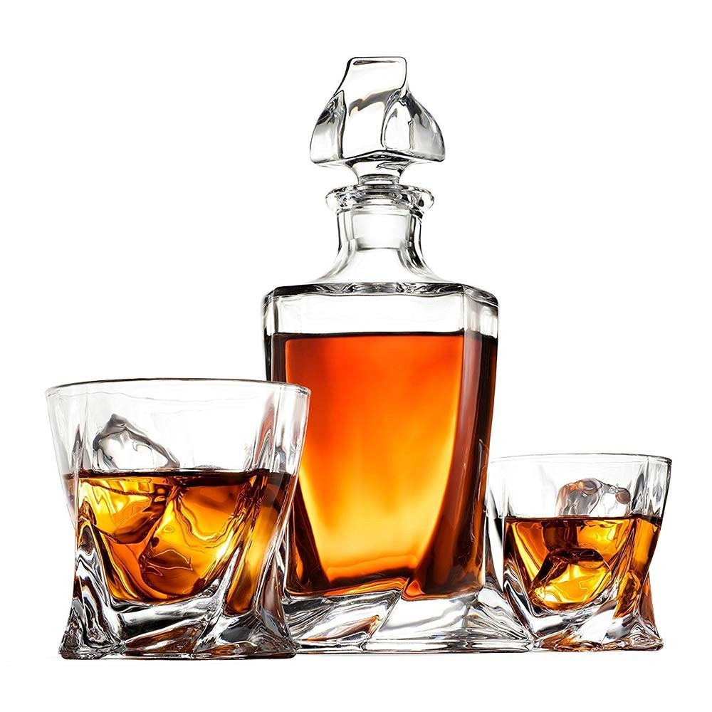 Luxusní Dárkový set - Whiskey Karafa + 2 sklenice + 9 ledových kamenů a příslušenství