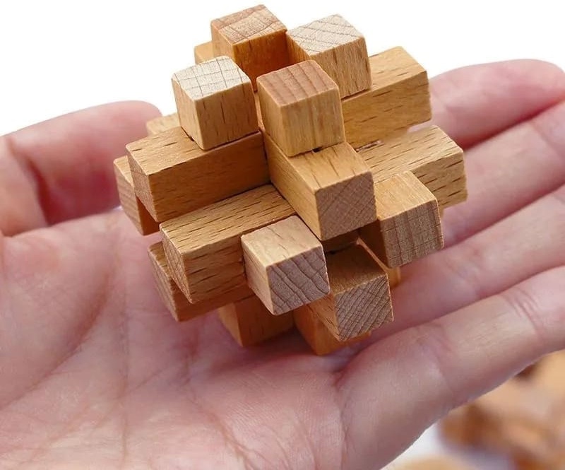 Dřevěné hlavolamy 3D pro děti a dospělé - Set 9 dřevěných hlavolamů