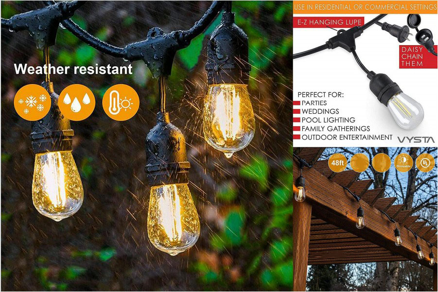 LED svetelné reťaze solárne žiarovky vode a mrazu odolné