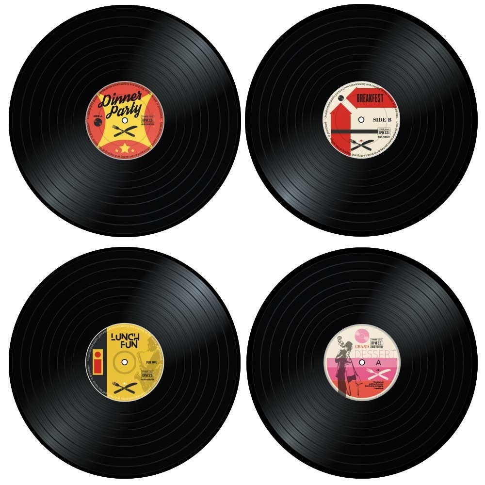 Podložka na stůl - SADA 4 ks RETRO PLATNY do kuchyně či pokoje