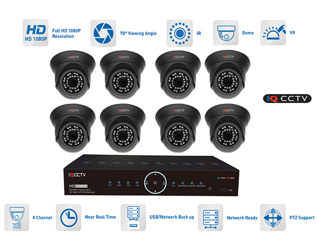 8 input camera set - 8x 1080P camera with 20m IR and AHD DVR | Efeel.co