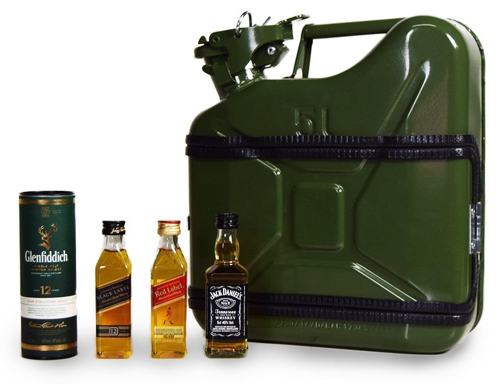 Minibar v kanistri Jerrycan – whisky bandaska 5 L, skrytý bar v kanistri