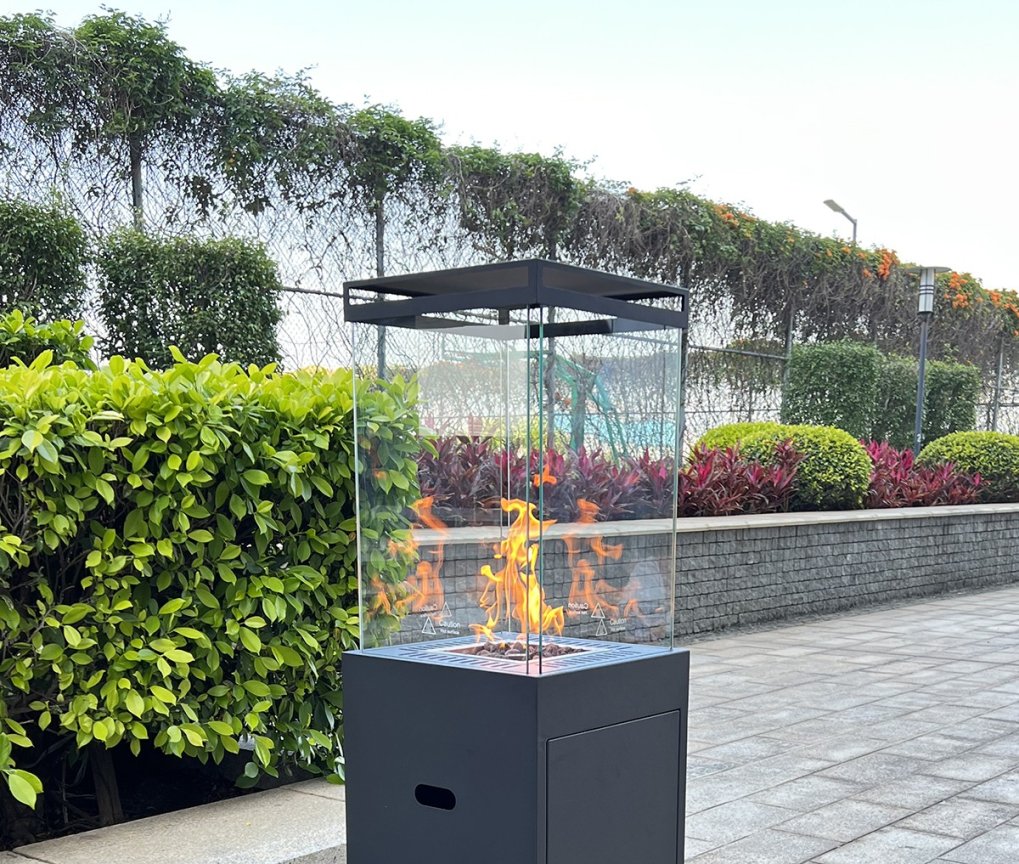 Exteriérový plynový ohřívač betonový do zahrady - FLAMEO 155x42x42 cm