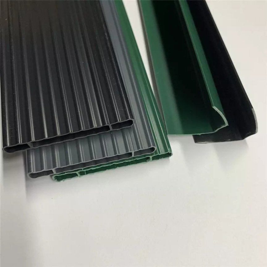 Masilla plástica para mallas y paneles de tiras de PVC - Valla vertical 3D de lamas - color verde