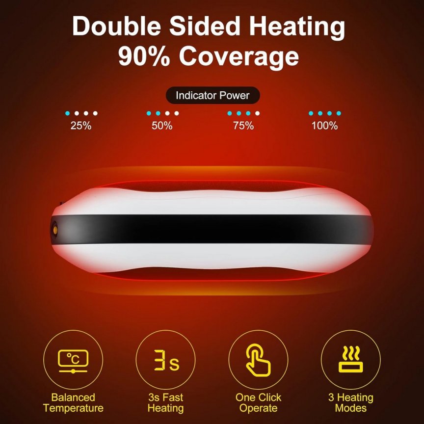 Ohrievač rúk – zariadenie do ruky do 55 °C + powerbanka 10 000 mAh
