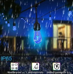 Svetelna retaz LED RGBW farebná - 15ks žiaroviek + 14m kábel IP65 krytie a diaľkové ovládanie