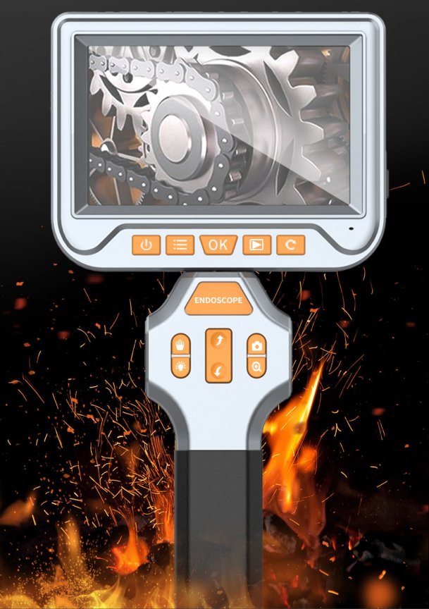 Endoskop s full HD elektricky rotačný 2 kĺbový - nahrávanie na micro SD + auto zaostrovanie + 5" displej + 6mm kamera s LED