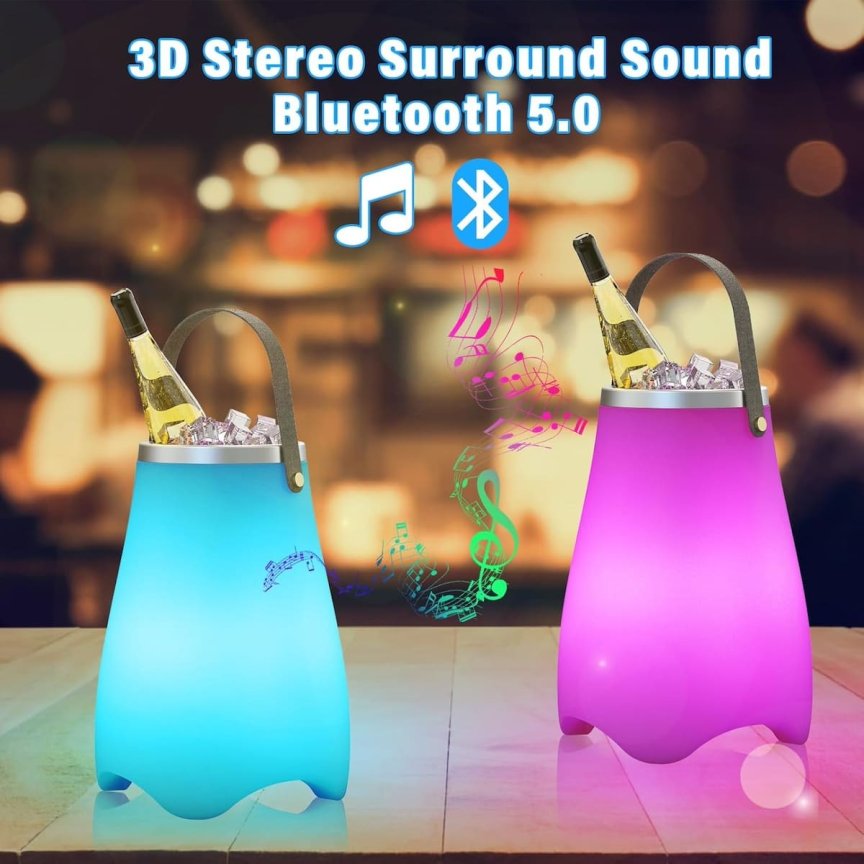 Nadoba na chladenie nápojov 3L a ľadu so 7 RGB LED + 5W reproduktor Bluetooth + IP44