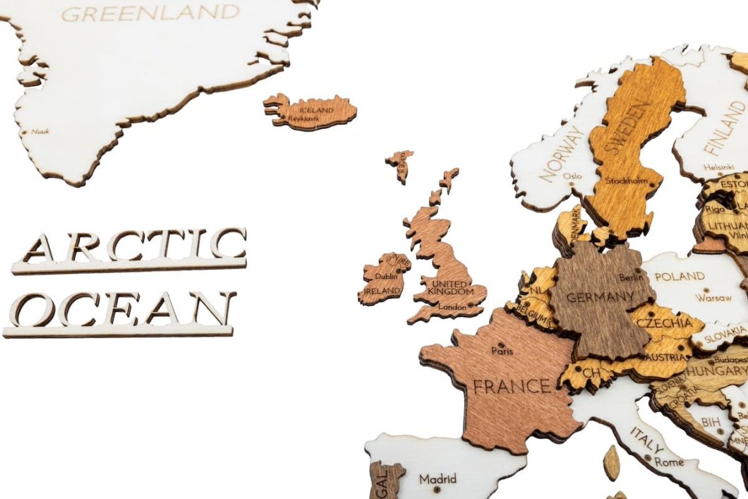 Velká 4D mapa světa 300x150cm – dřevěný obraz mapa světa ze dřeva ORIGINAL
