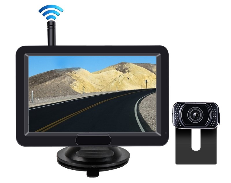 Kamerový set bezdrôtový do vozidla – 5" displej + kompaktná zadná HD kamera (IP68)