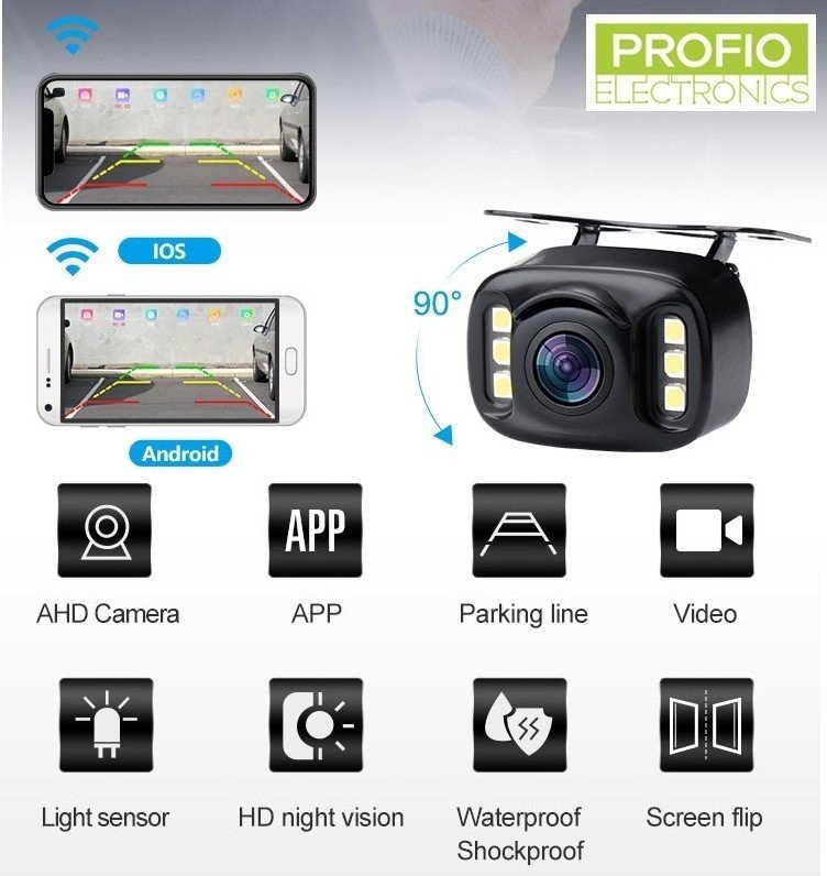 Mini telecamera di parcheggio wifi per cellulare 130° + visione notturna