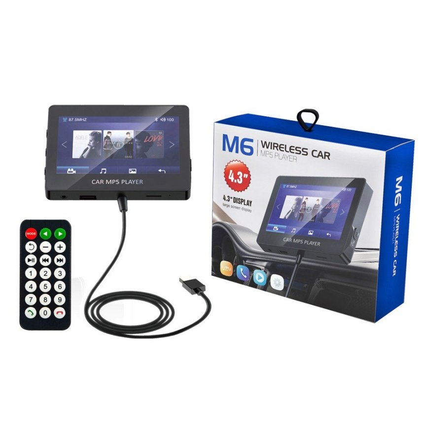 Reproductor MP5 coche multifuncional pantalla 4,3" Bluetooth V5.0 video/audio/foto + transmisor FM y Manos libres