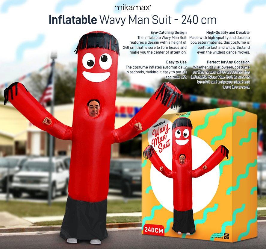 Kostým maskot panák – reklamný nafukovací oblek panák XXL 2,4 m + ventilátor