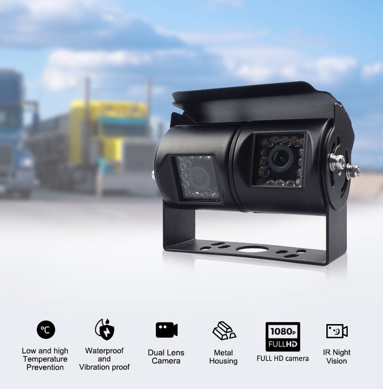 Duální AHD autokamera Full HD s objektivy f3,6 a f8,0, 24 LED nočním viděním a technologií WDR