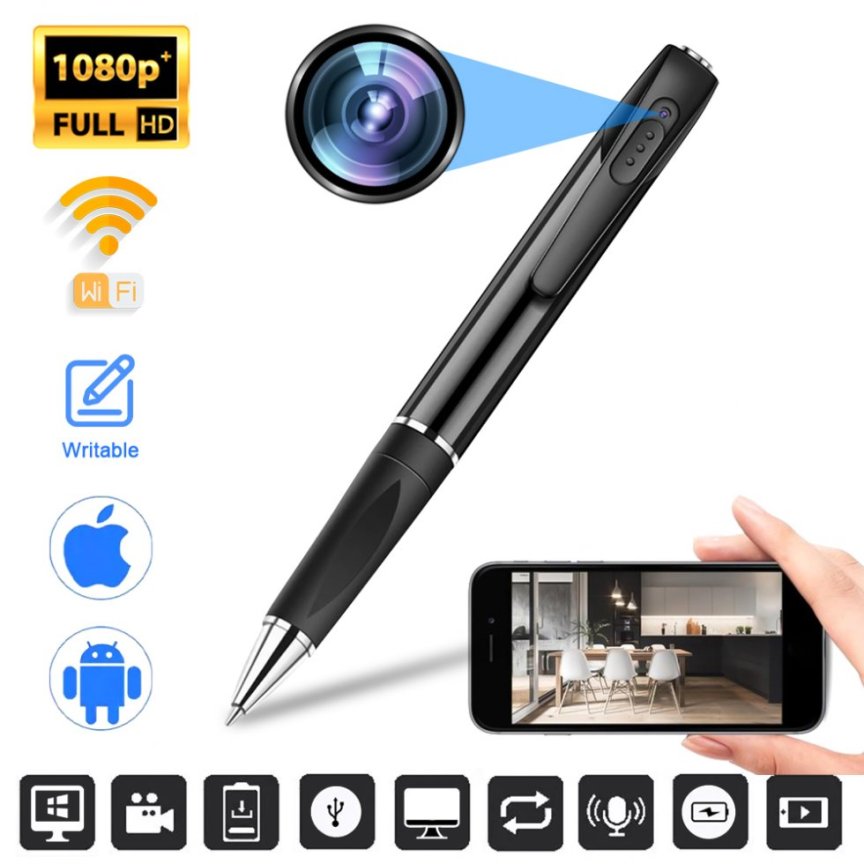 Wifi pen kamera P2P (iOS/Android) streaming uživo s FULL HD + podrška za micro SD 128GB