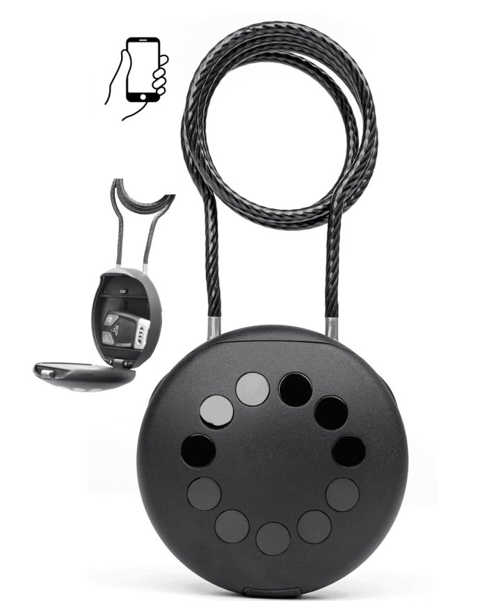 Bezpečnostní zámek s ocelovým lanem 90 cm + Smart schránka s PIN kódem + Bluetooth smartphone aplikace