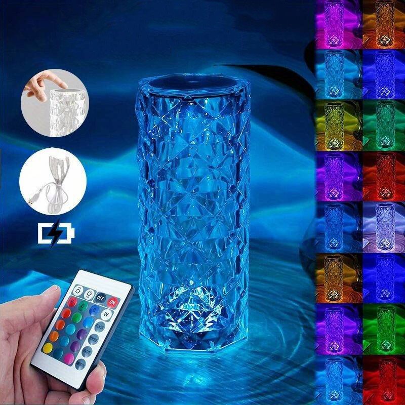 LED lampa krištáľová 21 cm v tvare pohára - dotyková na diaľkové ovládanie + 16 farieb