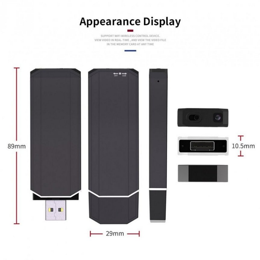 P2P WiFi камера в USB устройство с FULL HD + детекция на движение + поддръжка на 128 GB
