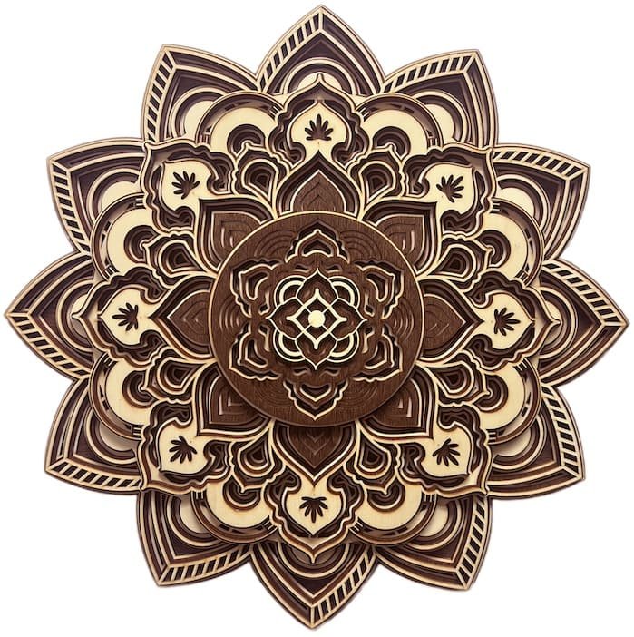 3D nástenná mandala Ruža – drevená dekorácia na stenu (drevený obraz)