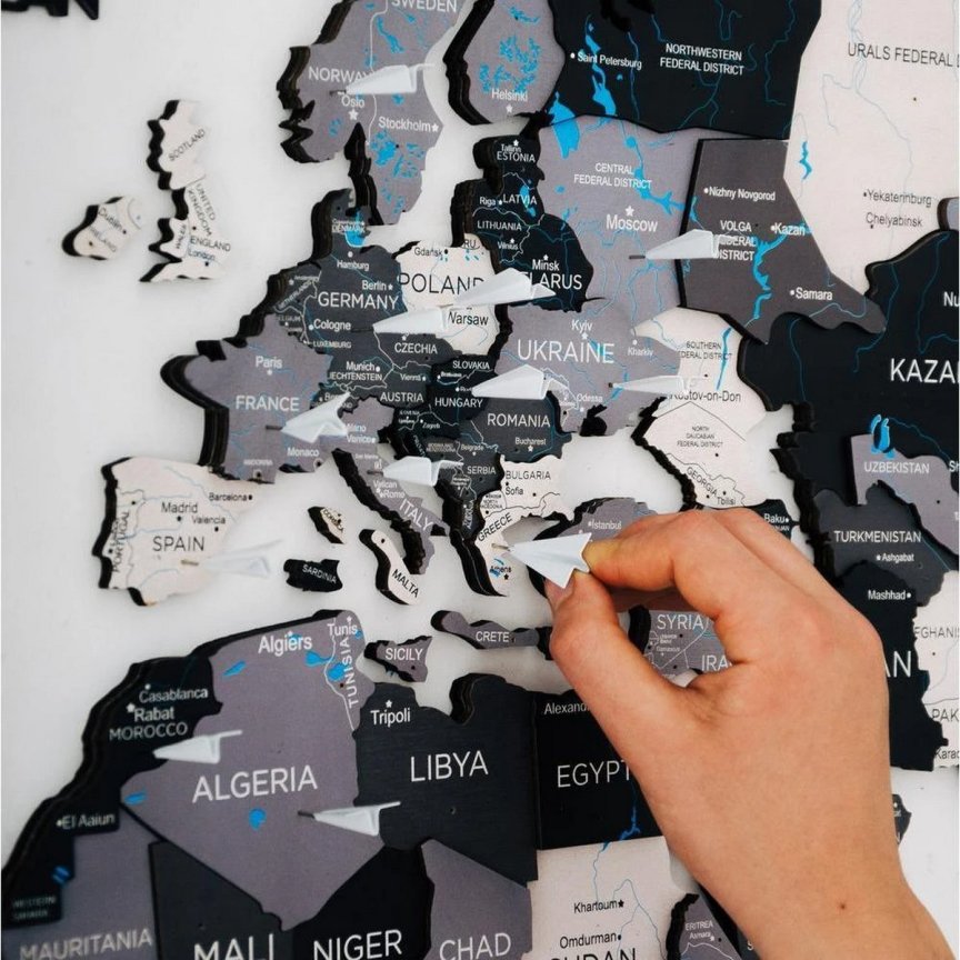3D dřevěná mapa světa na zeď NORD 150×90 cm – interiérový doplněk obraz