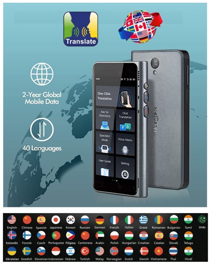 Портативен джобен преводач с 4G e-SIM + превод на СНИМКИ - Timekettle Fluentalk T1