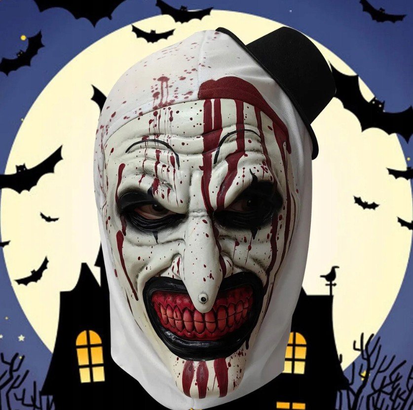 Maska na obličej klaun Terrifier – cosplay hororová maska z latexu pro děti i dospělé