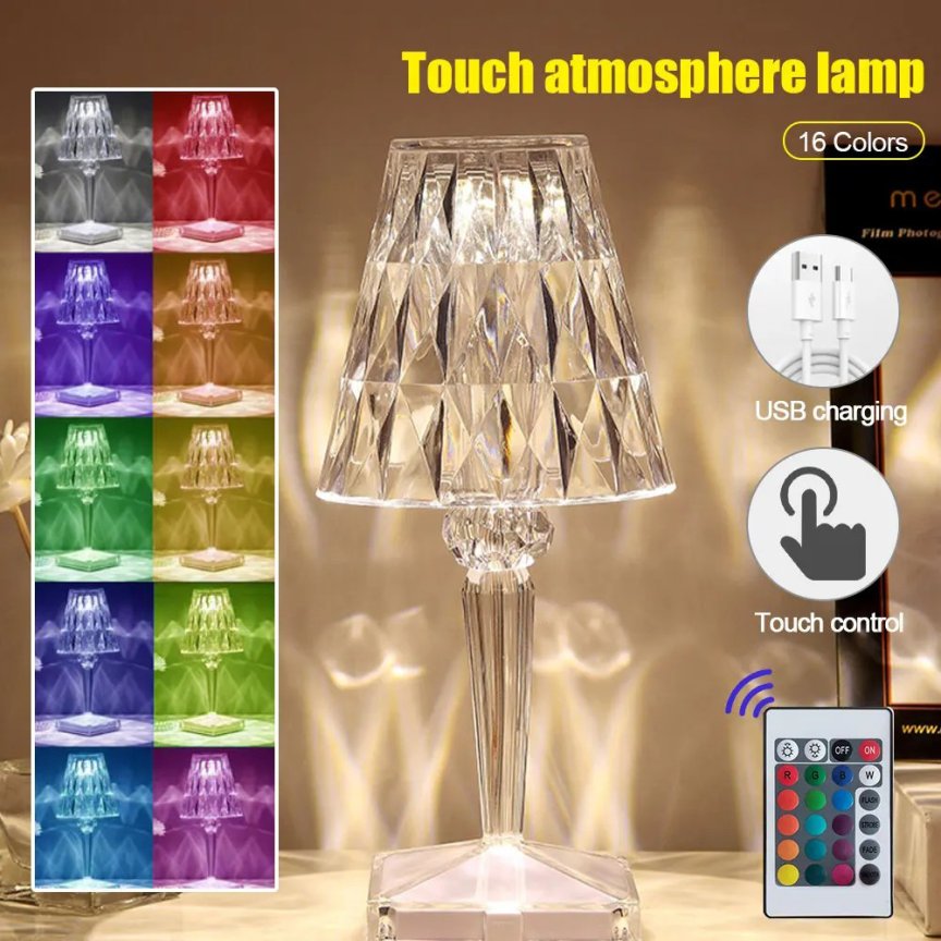 LED stolová nočná lampa akrylová RGB 16 farieb - inteligentné dotykové ovládanie